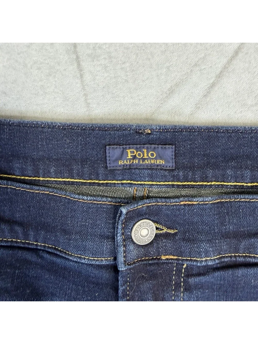 Polo Ralph Lauren Jeans Mens 42Bx32 Big Blue Hampton Relaxed Straight Denim